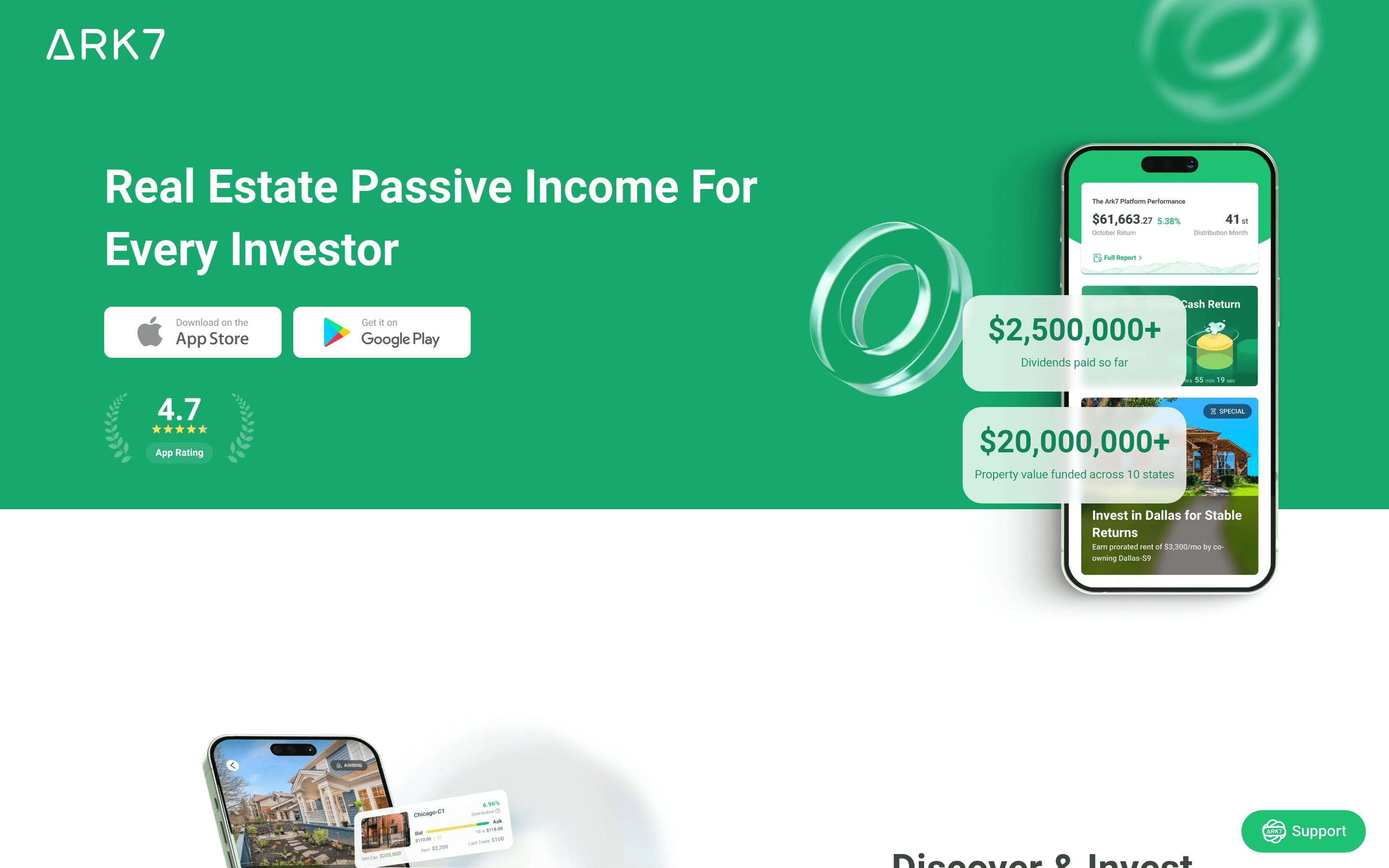 Ark7 startup landing page screenshot