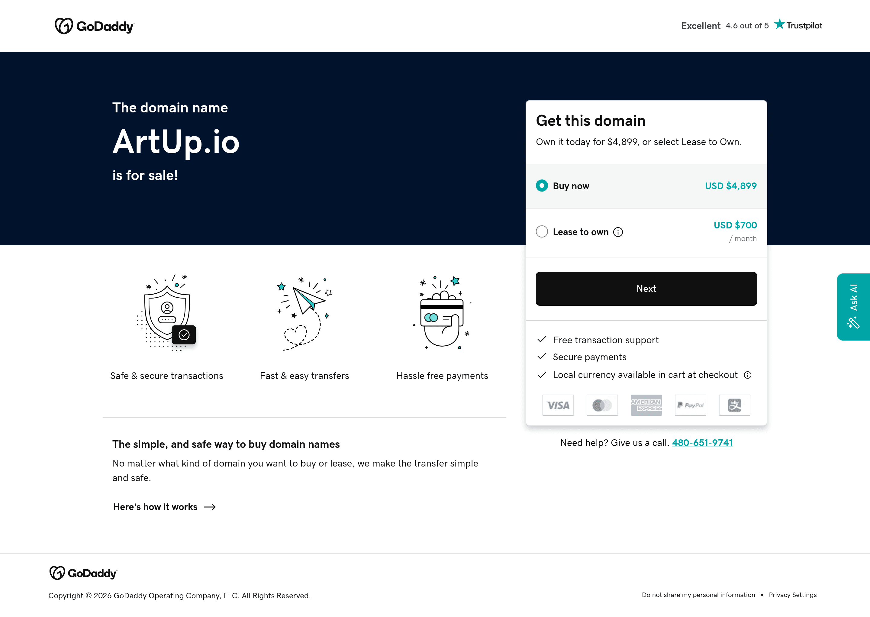 Artup startup landing page screenshot