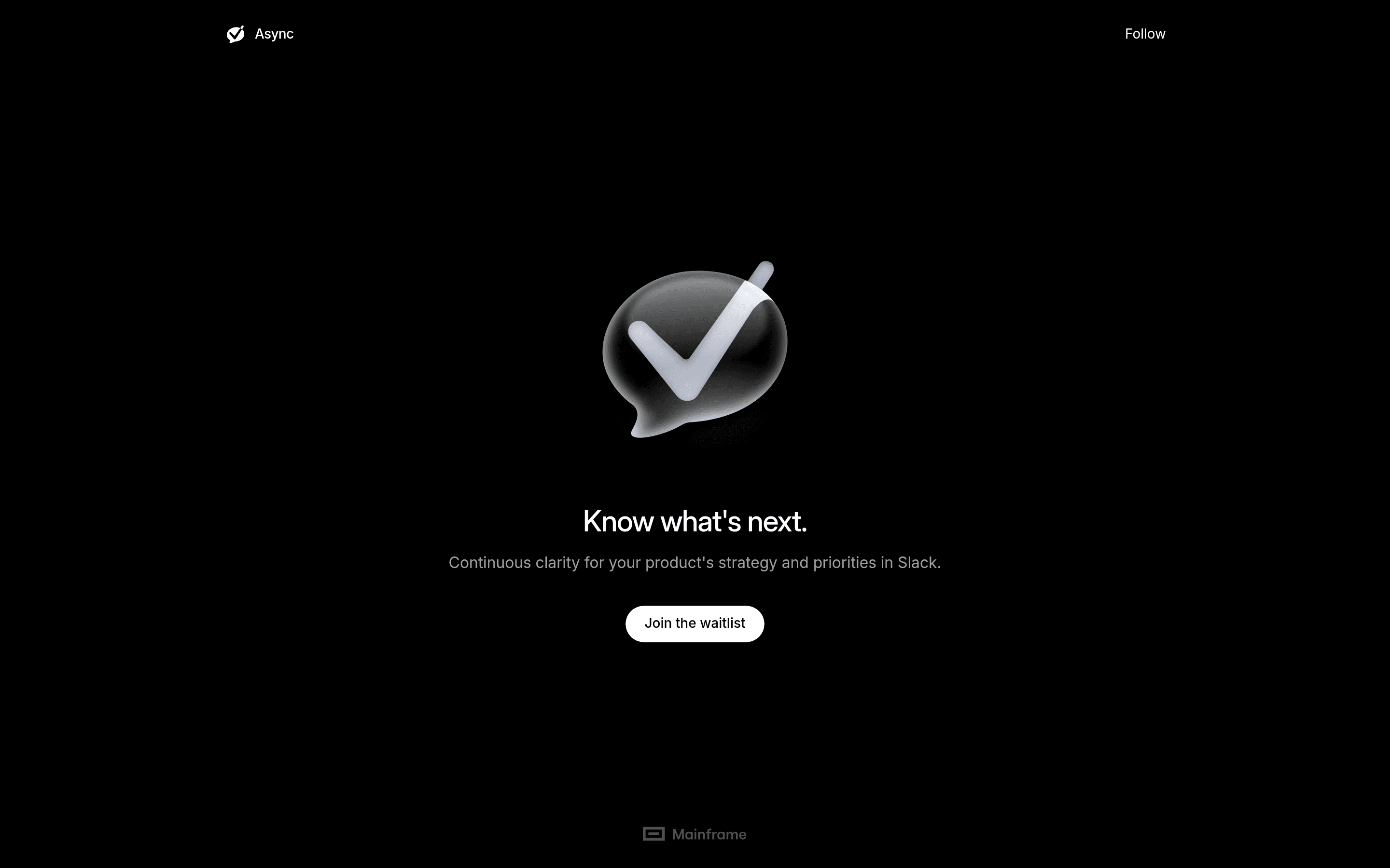Async startup landing page screenshot