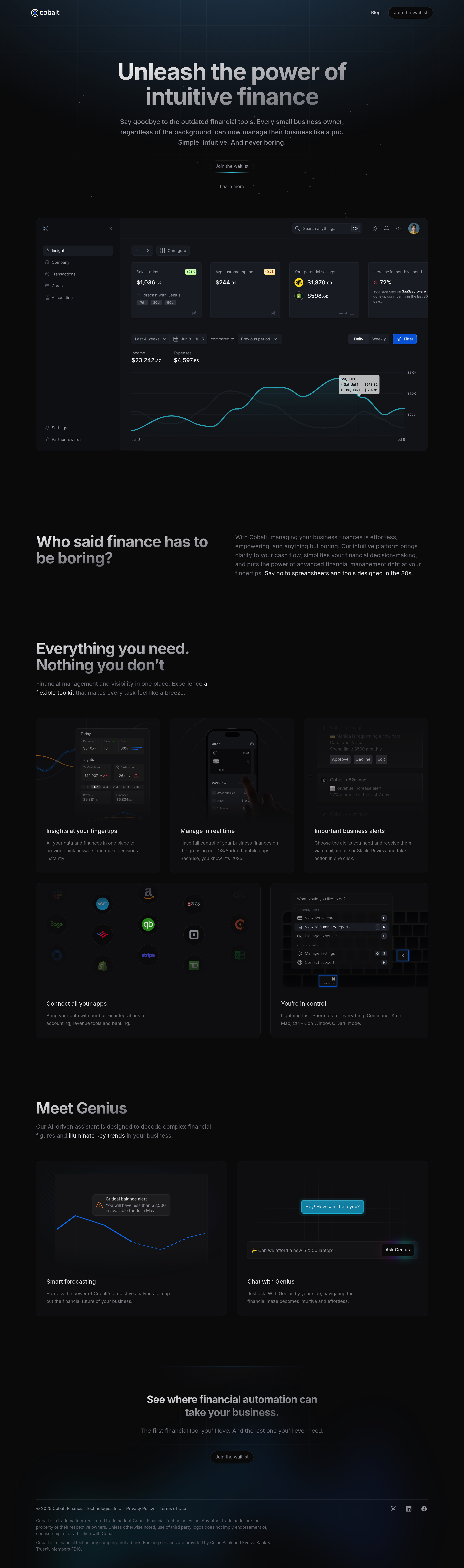 Cobolt startup landing page screenshot