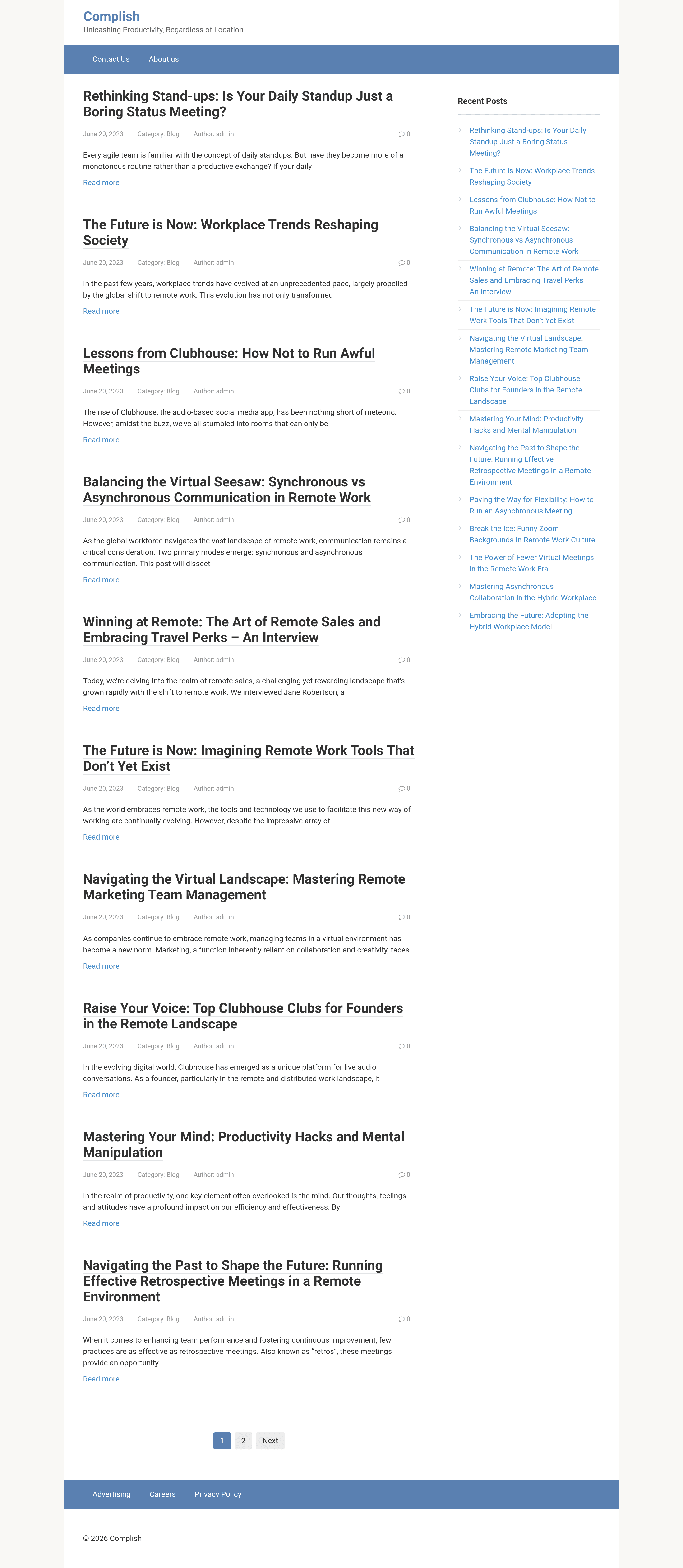 Complish startup landing page screenshot