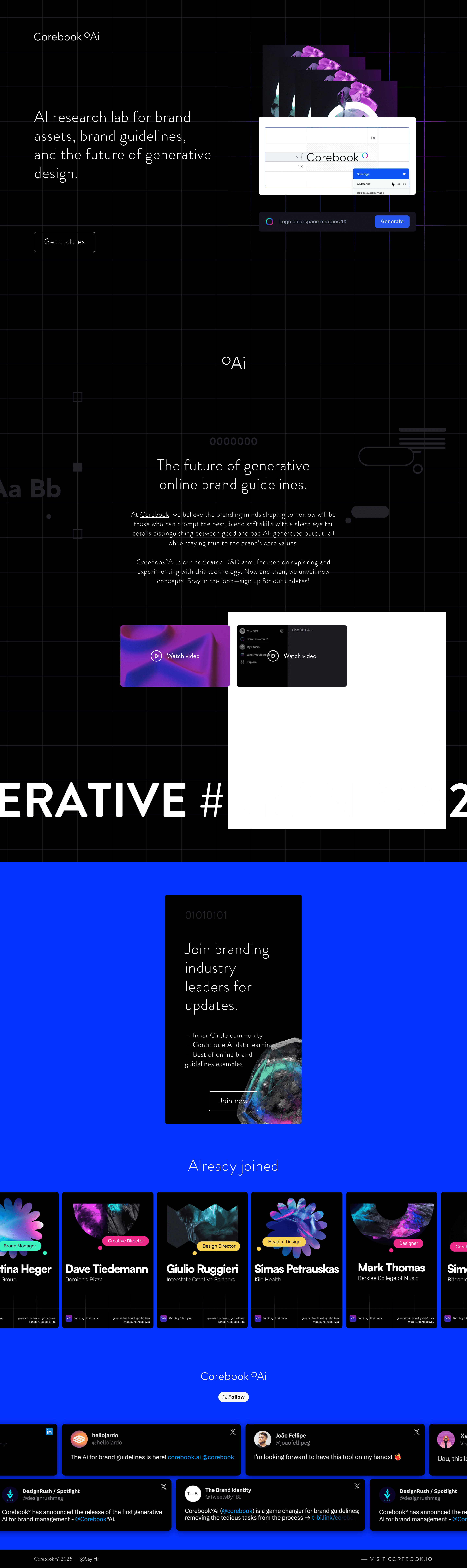 Corebook°Ai startup landing page screenshot