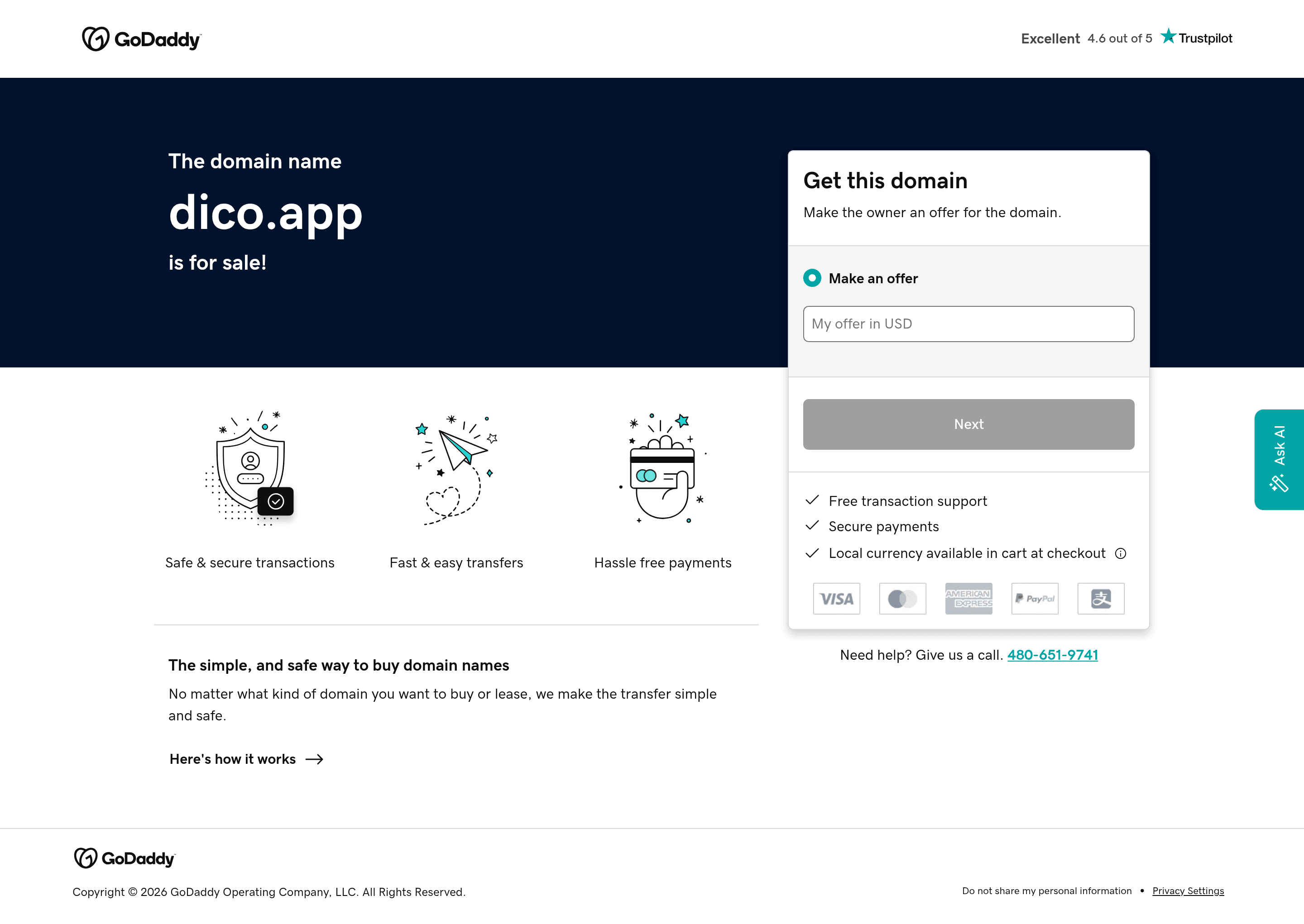 Dico startup landing page screenshot