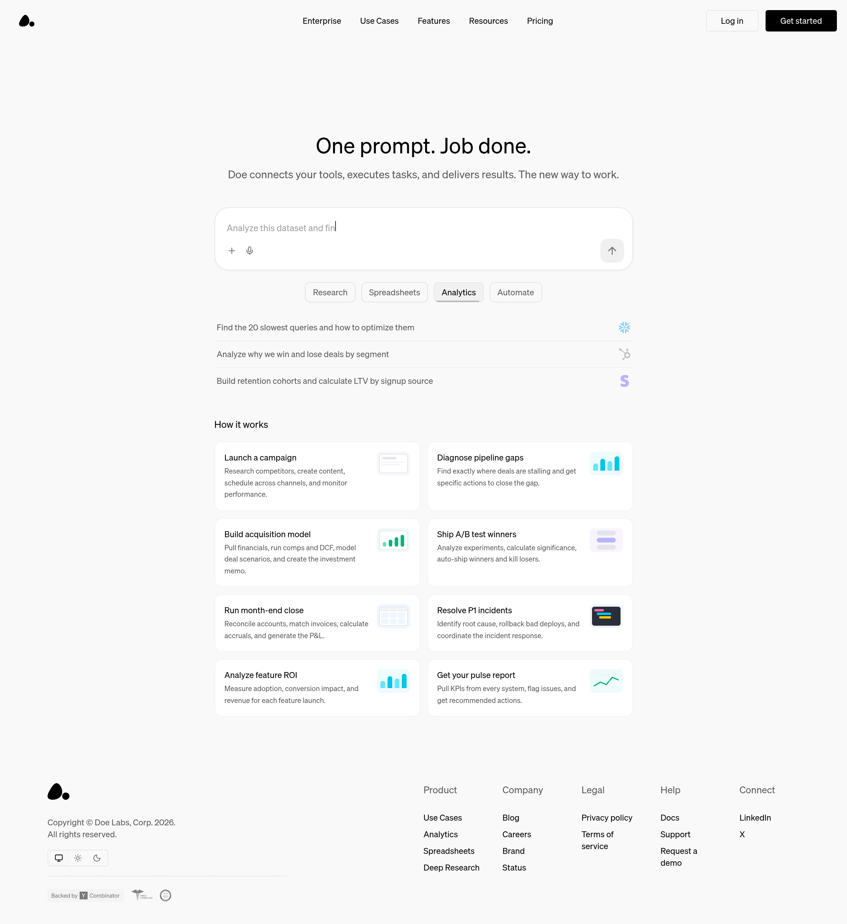 Doe landing page screenshot