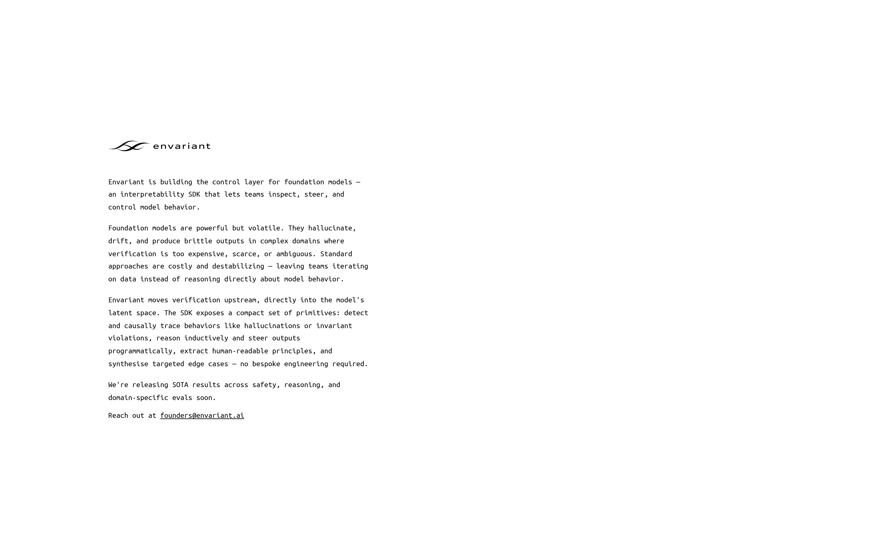 Envariant landing page screenshot