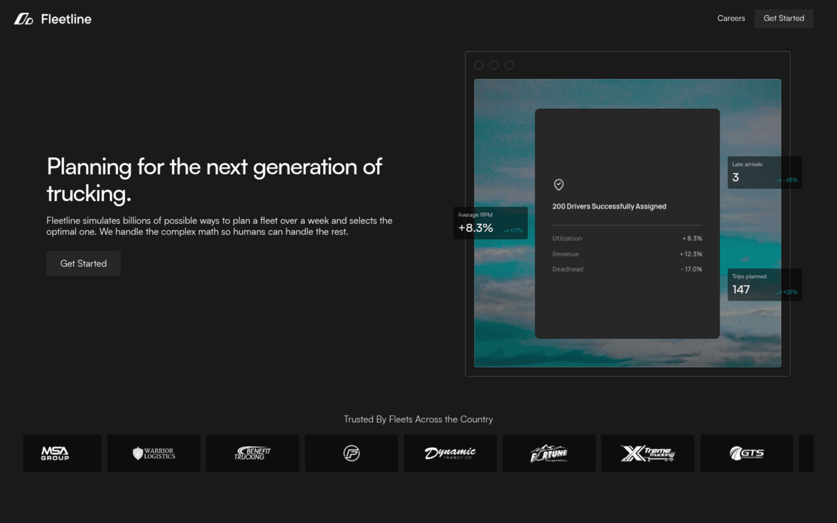 Fleetline landing page screenshot