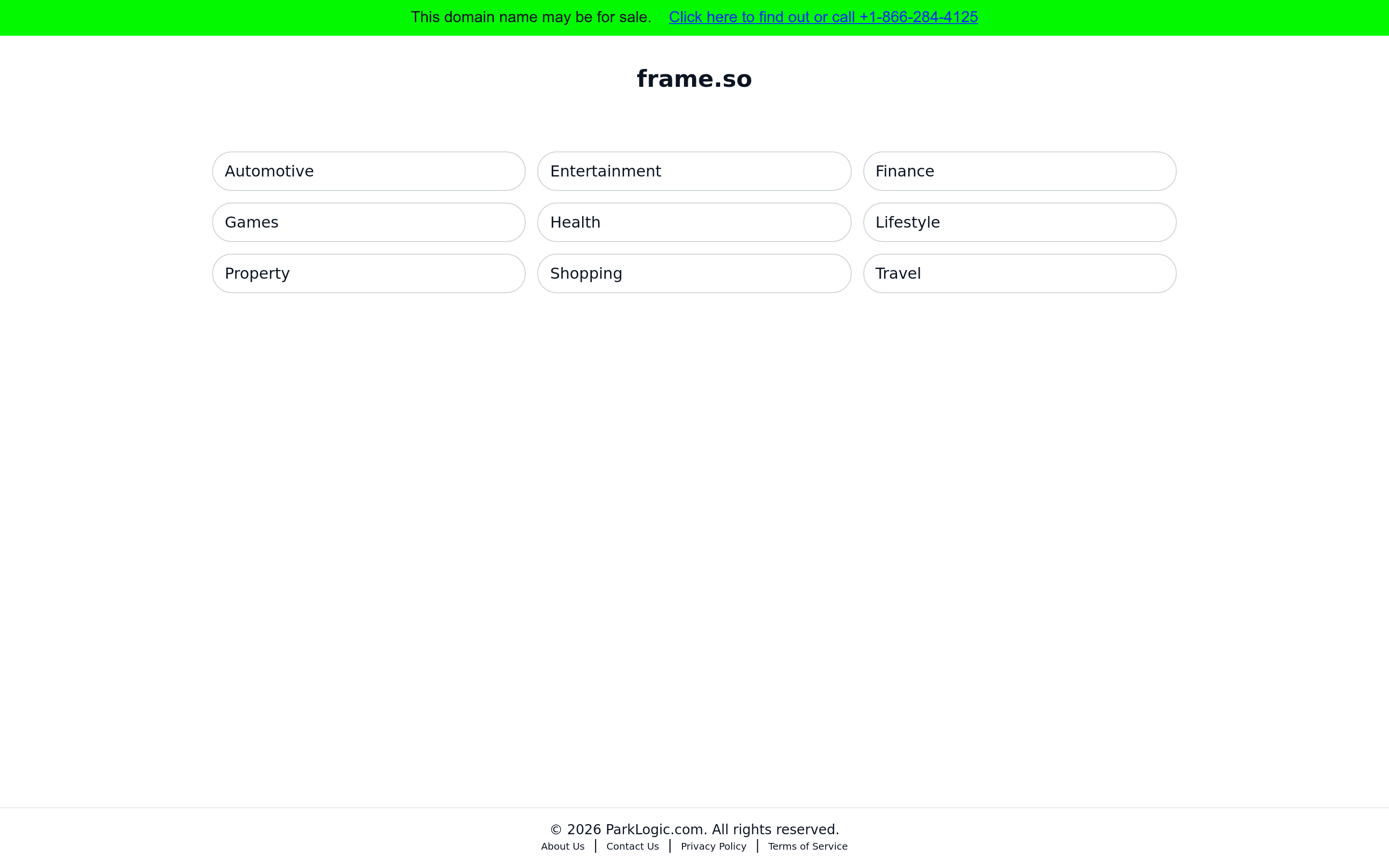 Frame landing page screenshot