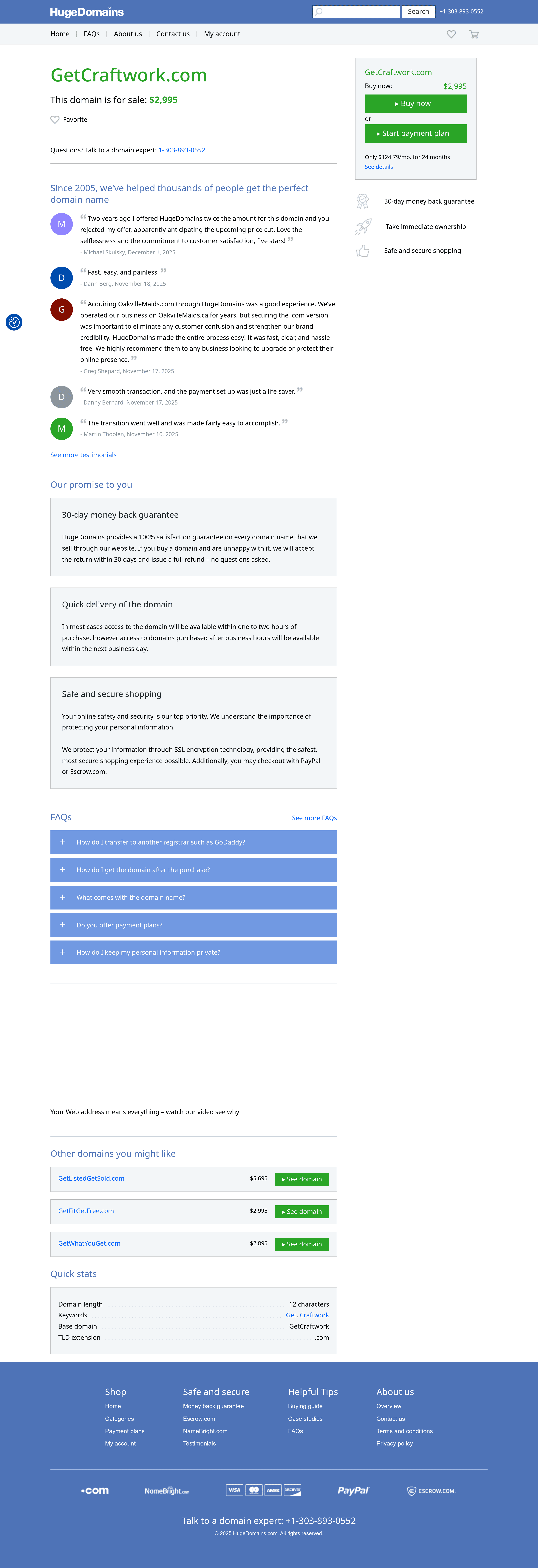 Getcraftwork startup landing page screenshot