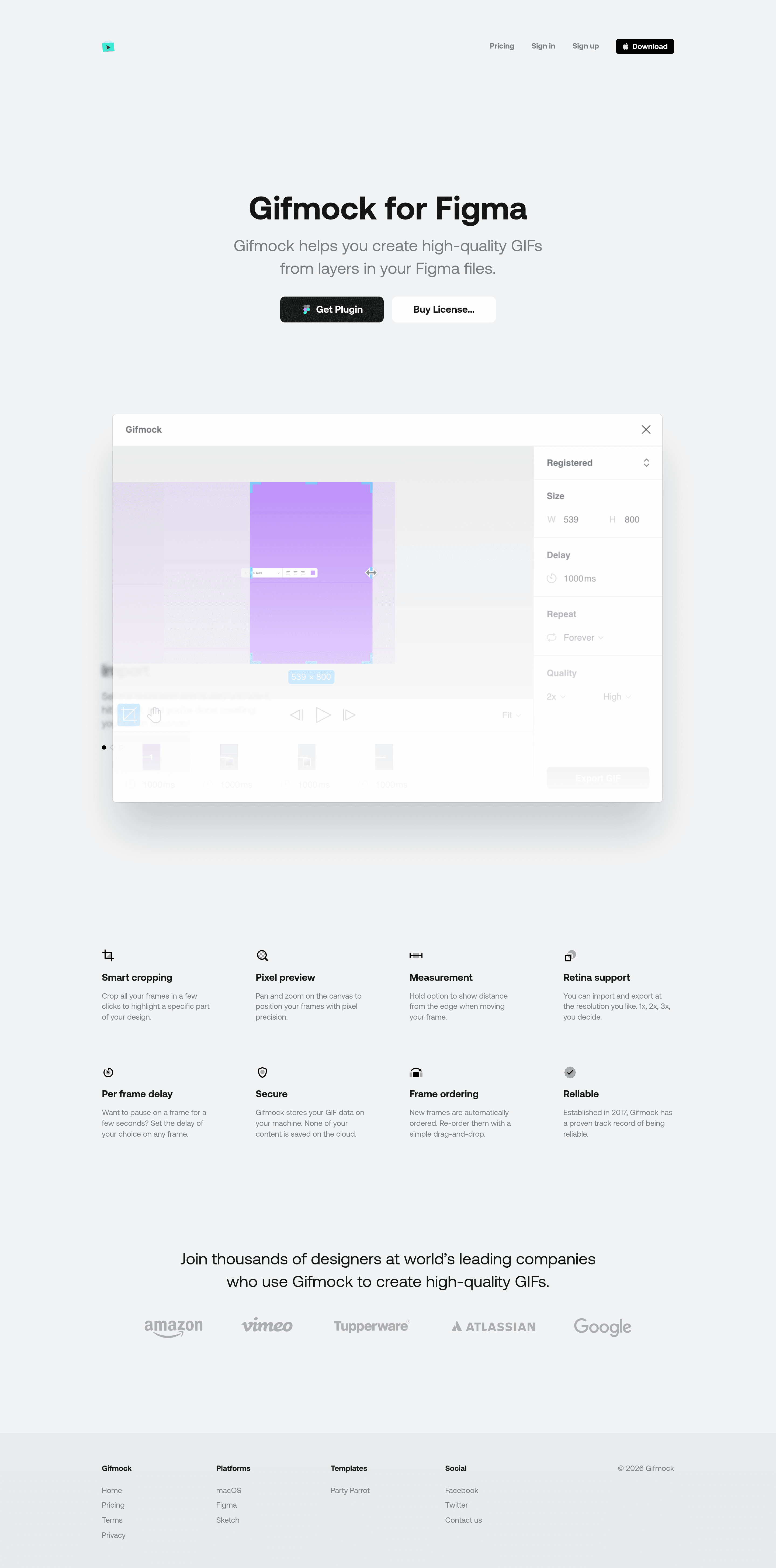 Gifmock startup landing page screenshot