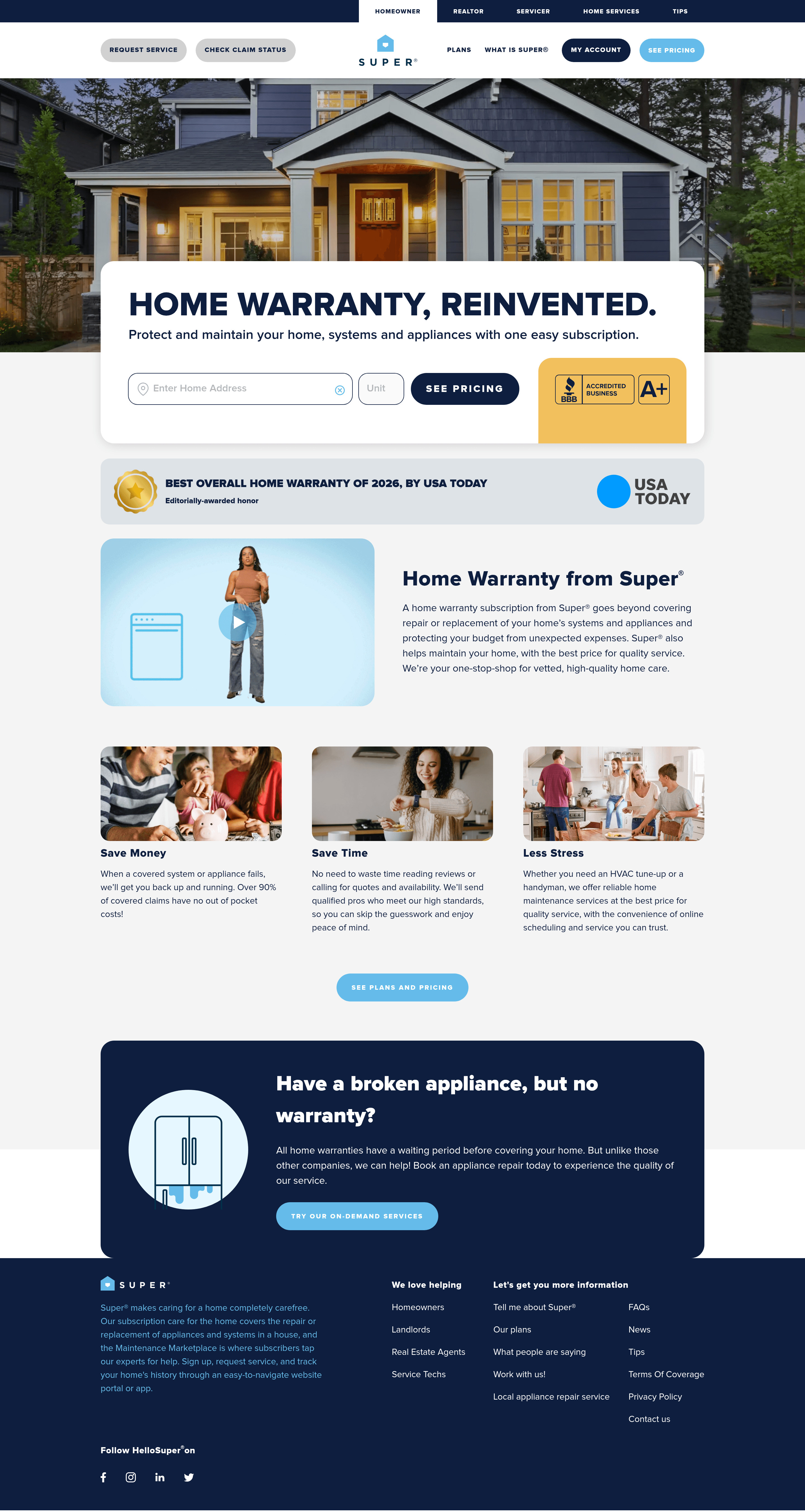 Hellosuper startup landing page screenshot