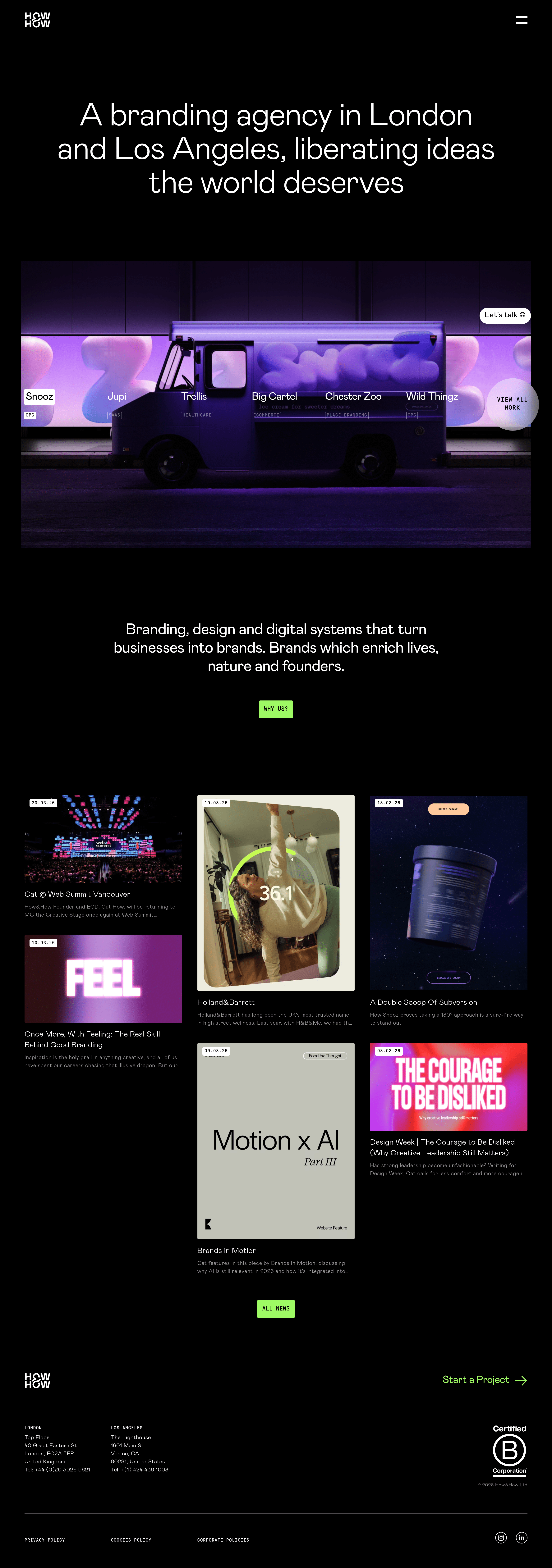 How&How startup landing page screenshot