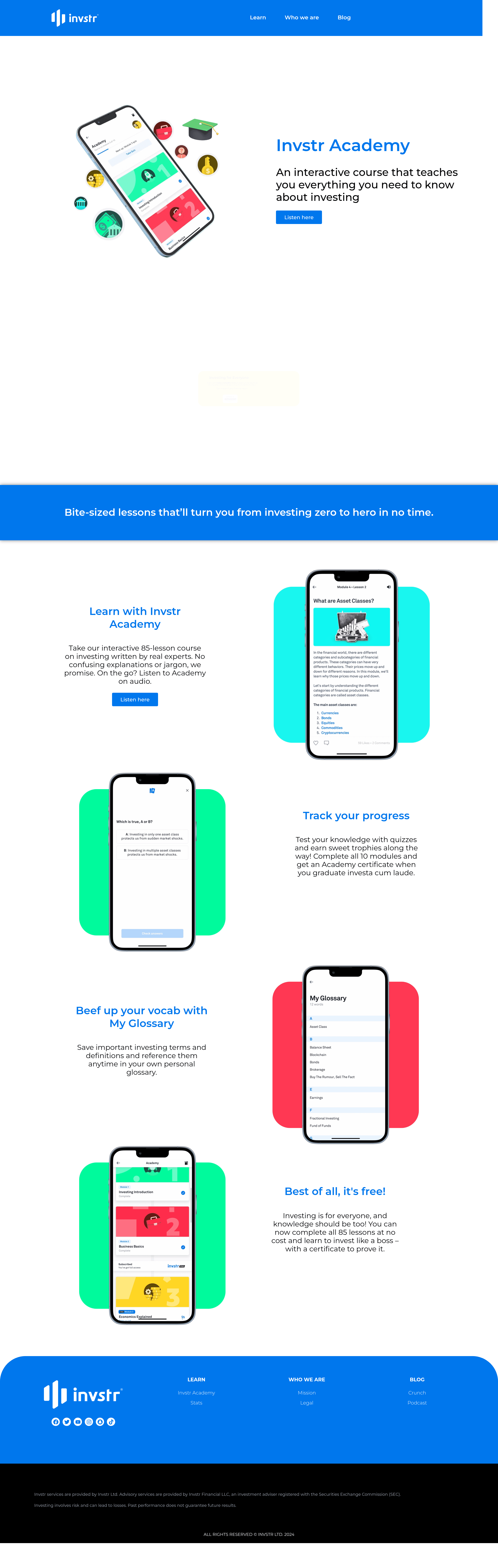 invstr startup landing page screenshot
