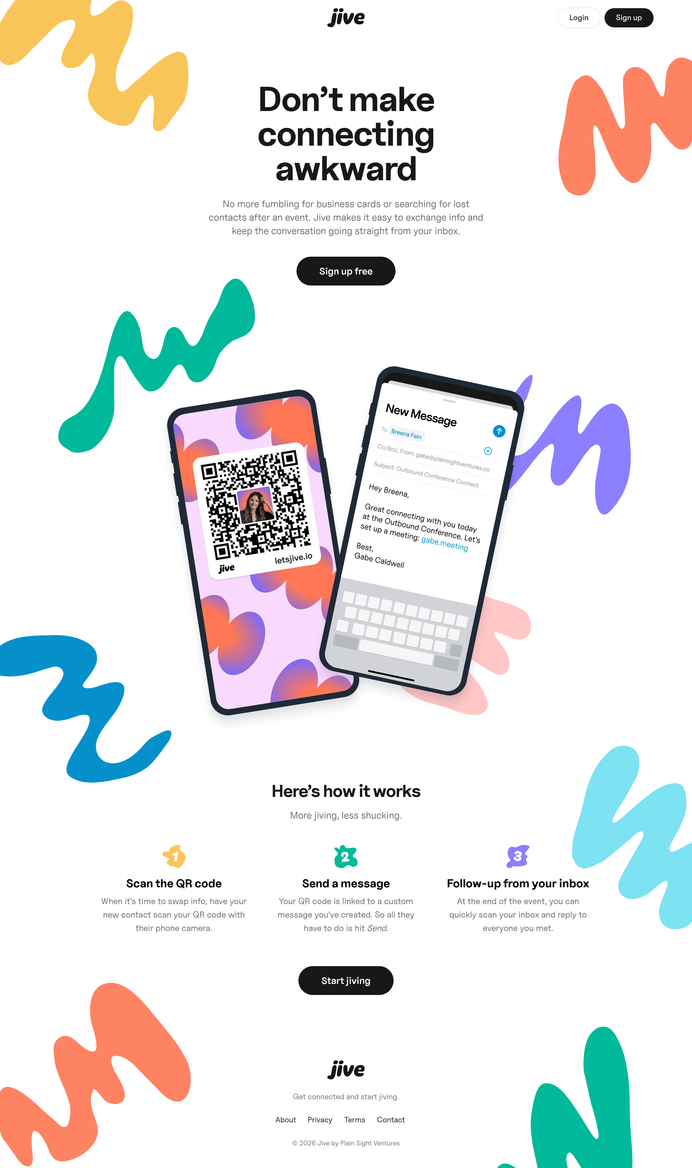 Jive startup landing page screenshot