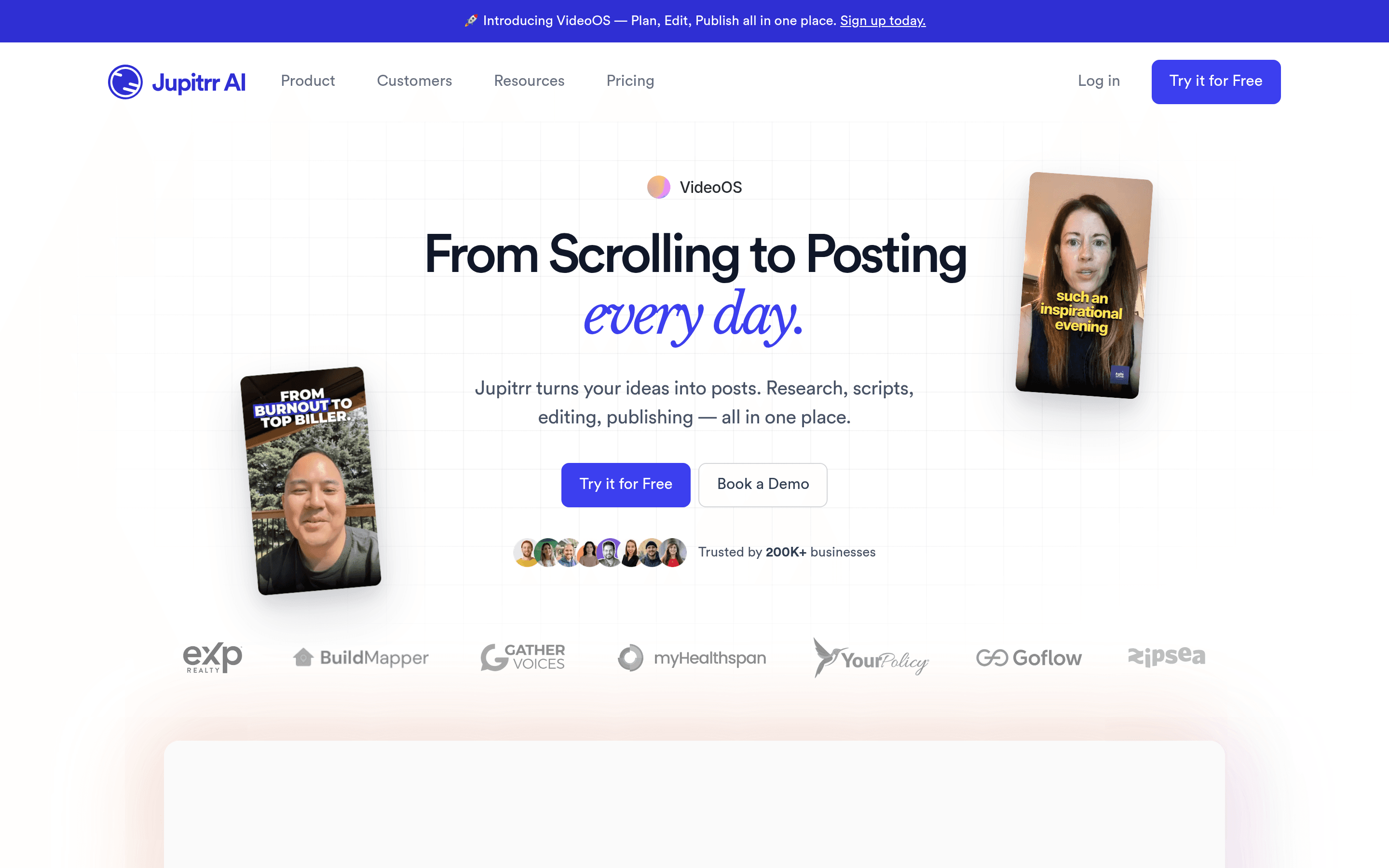 Jupitrr AI Video Maker landing page screenshot