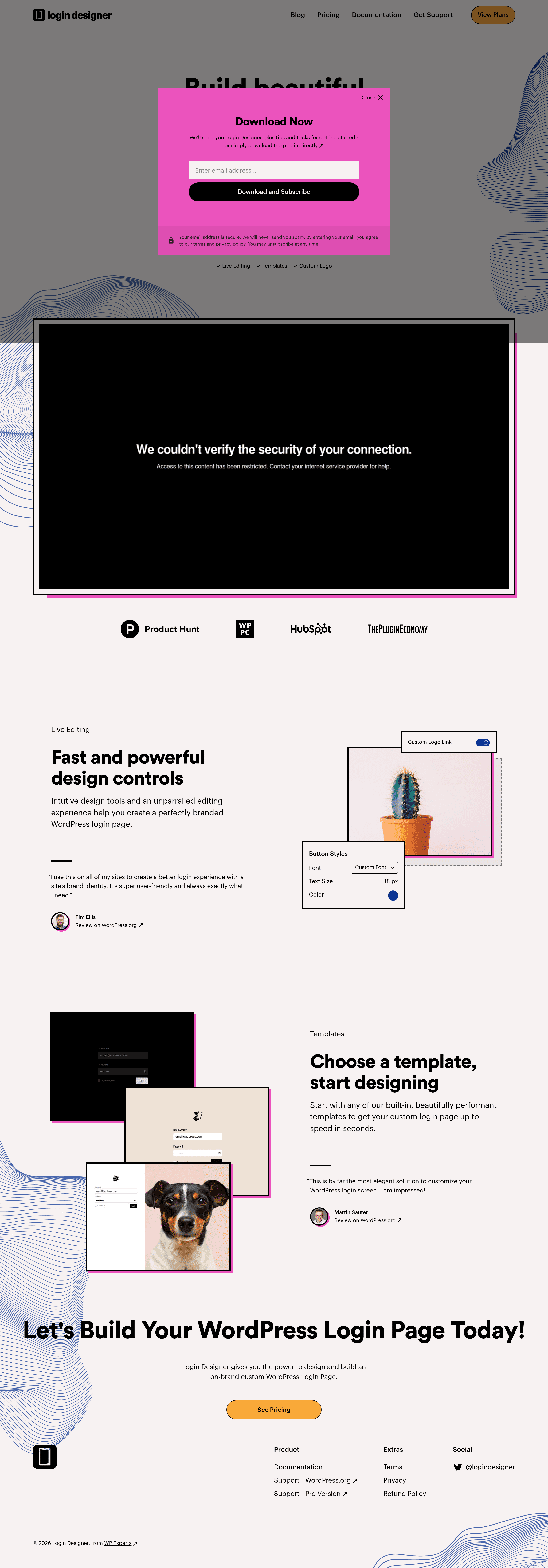 Logindesigner startup landing page screenshot