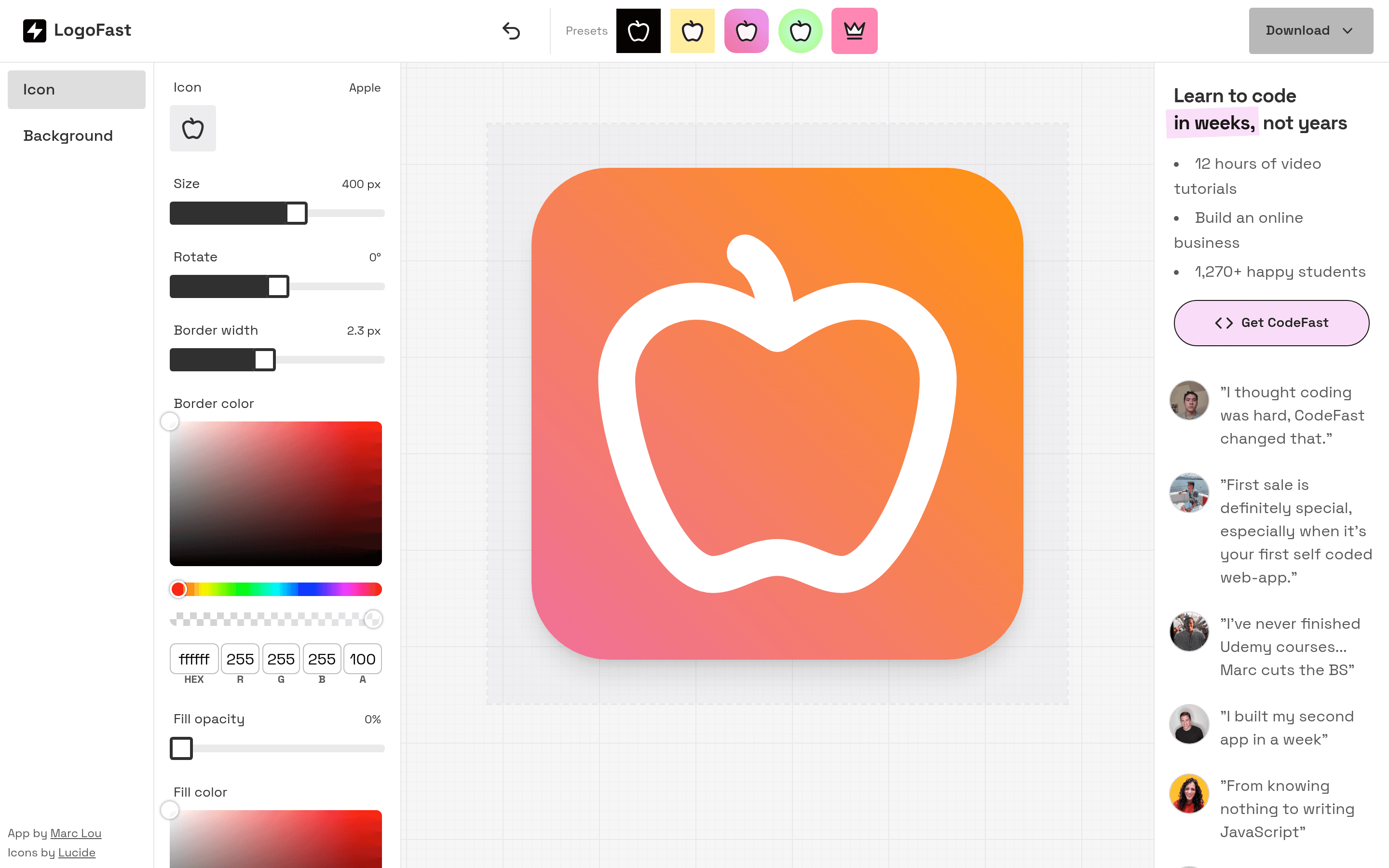 LogoFast landing page screenshot