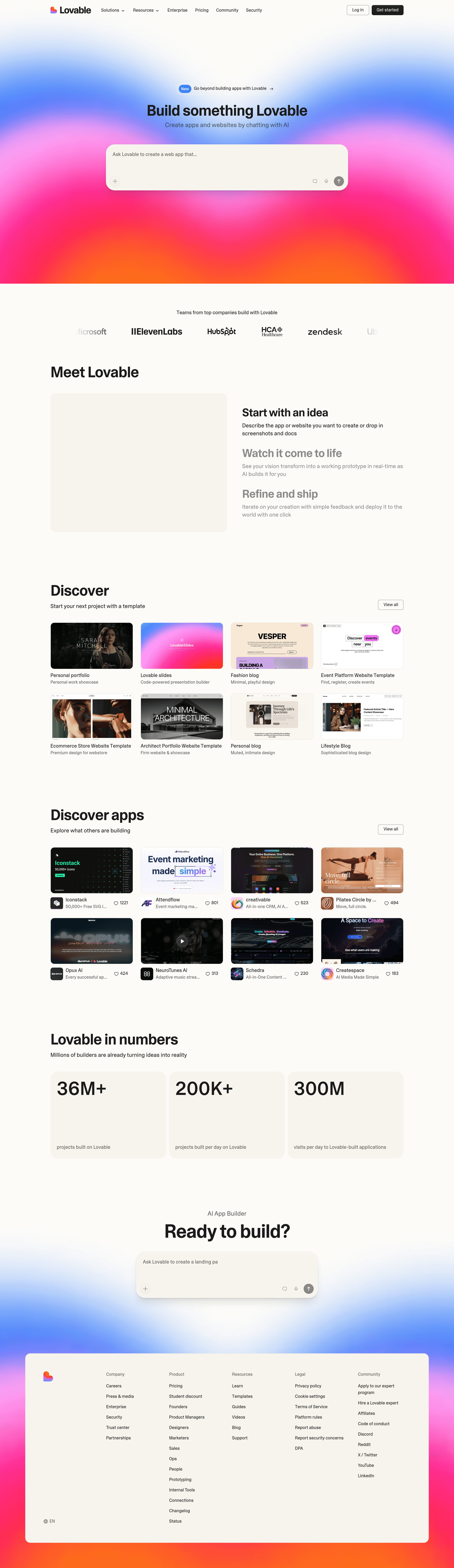 Lovable Visual Edits landing page screenshot