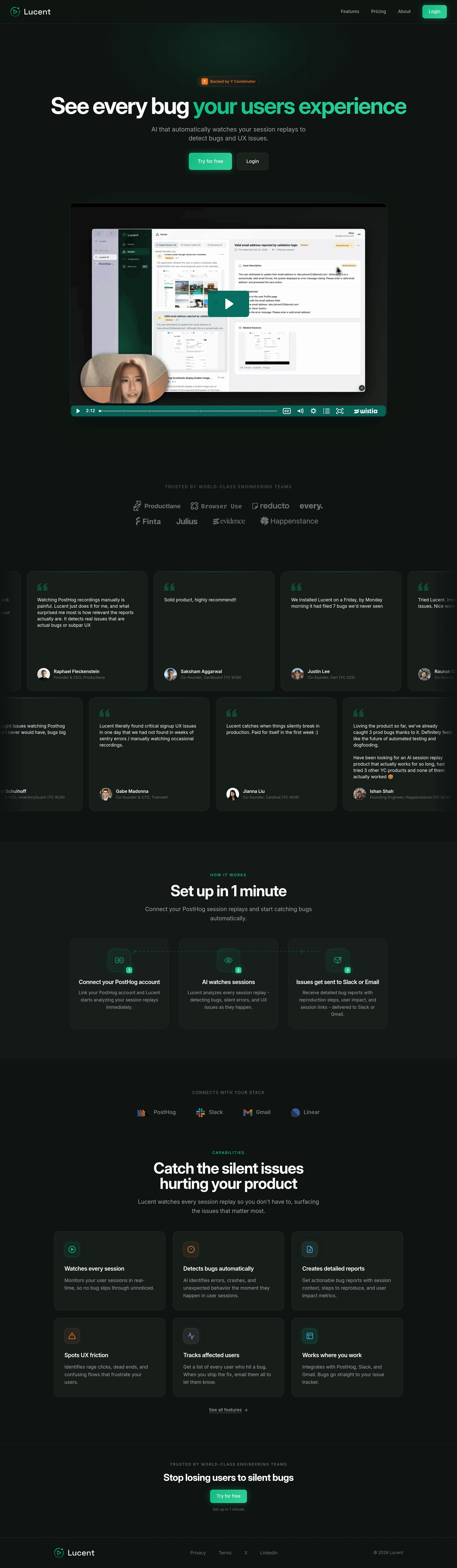 Lucent landing page screenshot