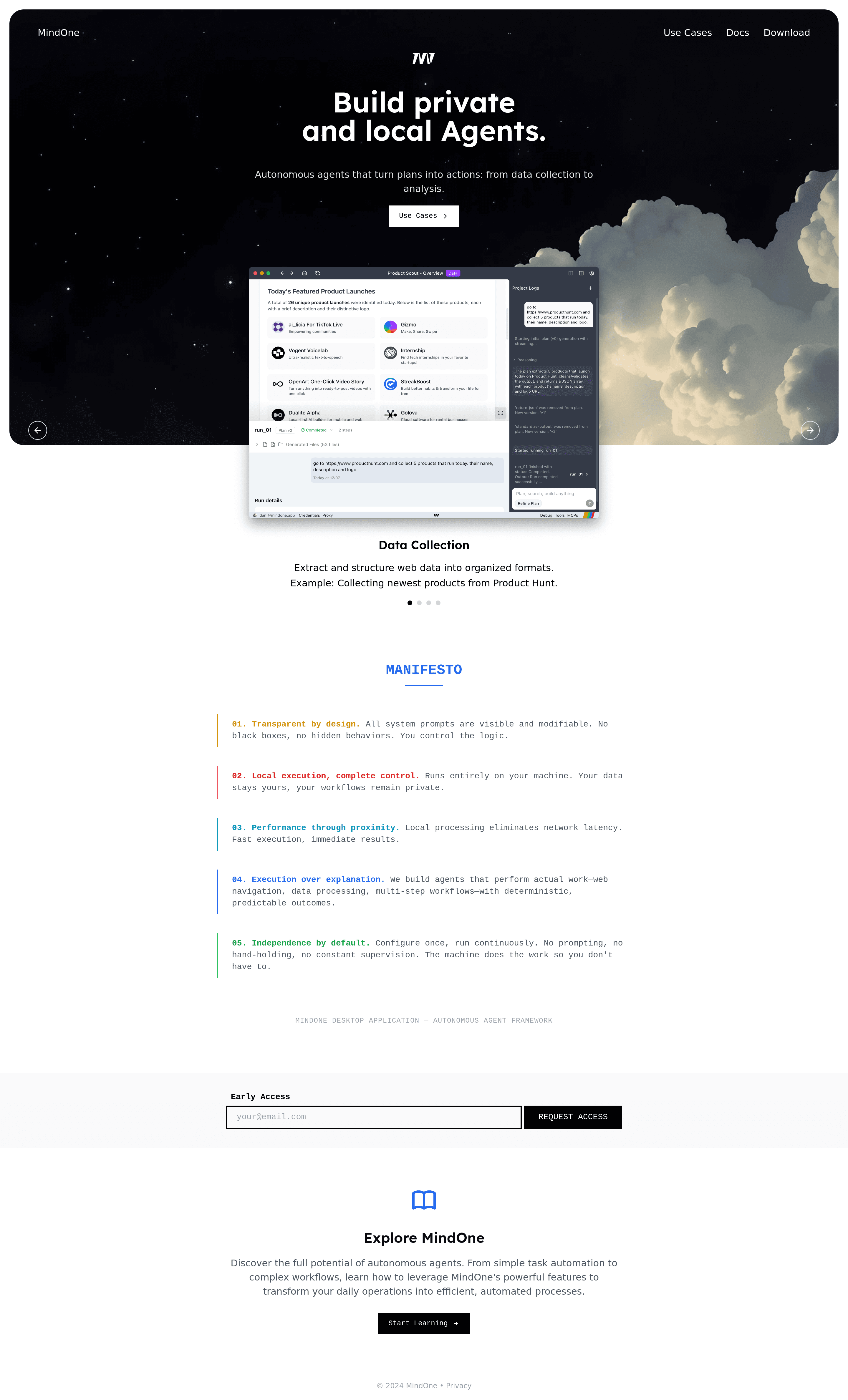 MindOne Builder landing page screenshot
