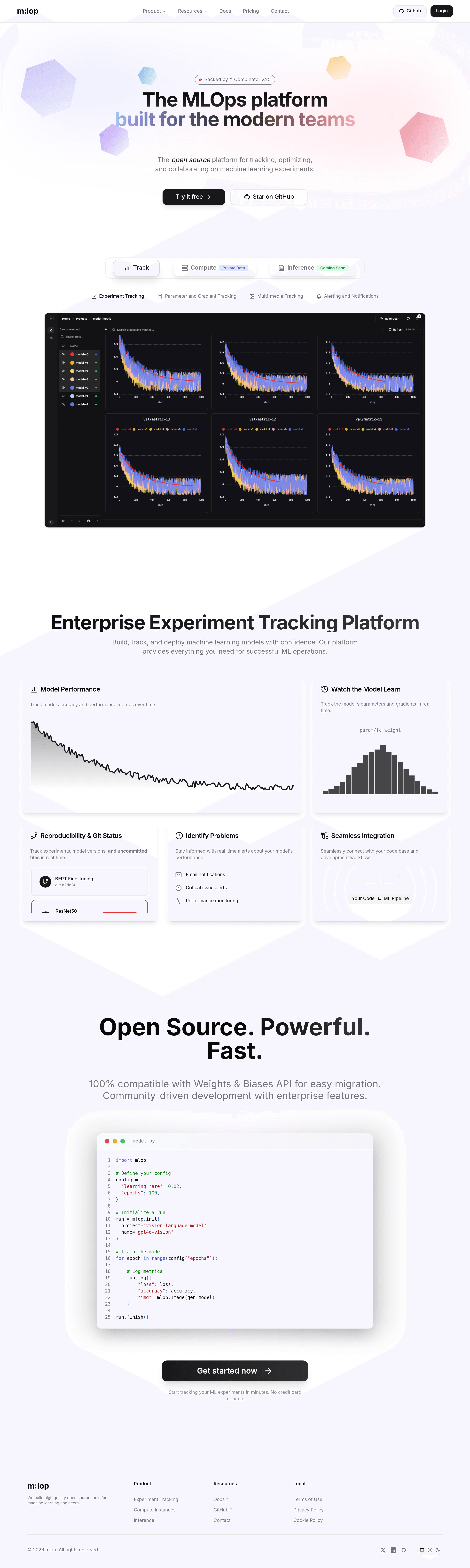 mlop landing page screenshot