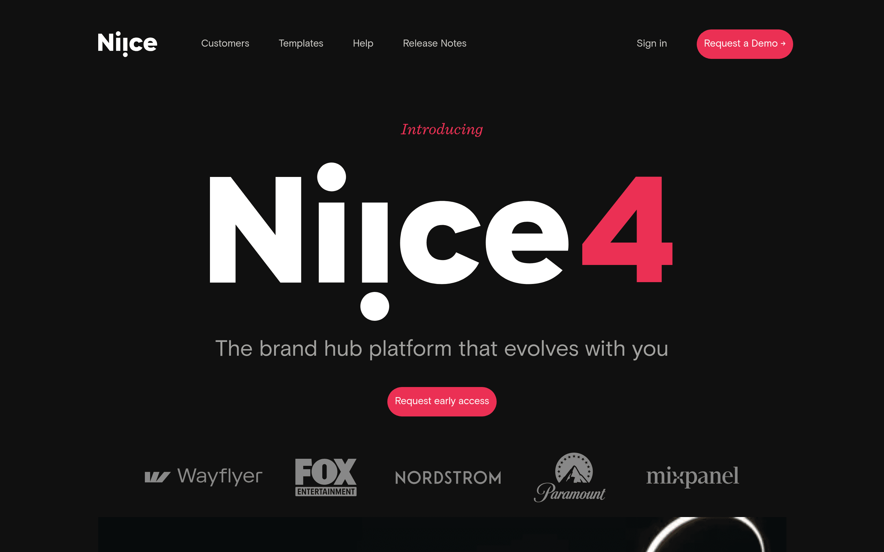 Niice startup landing page screenshot