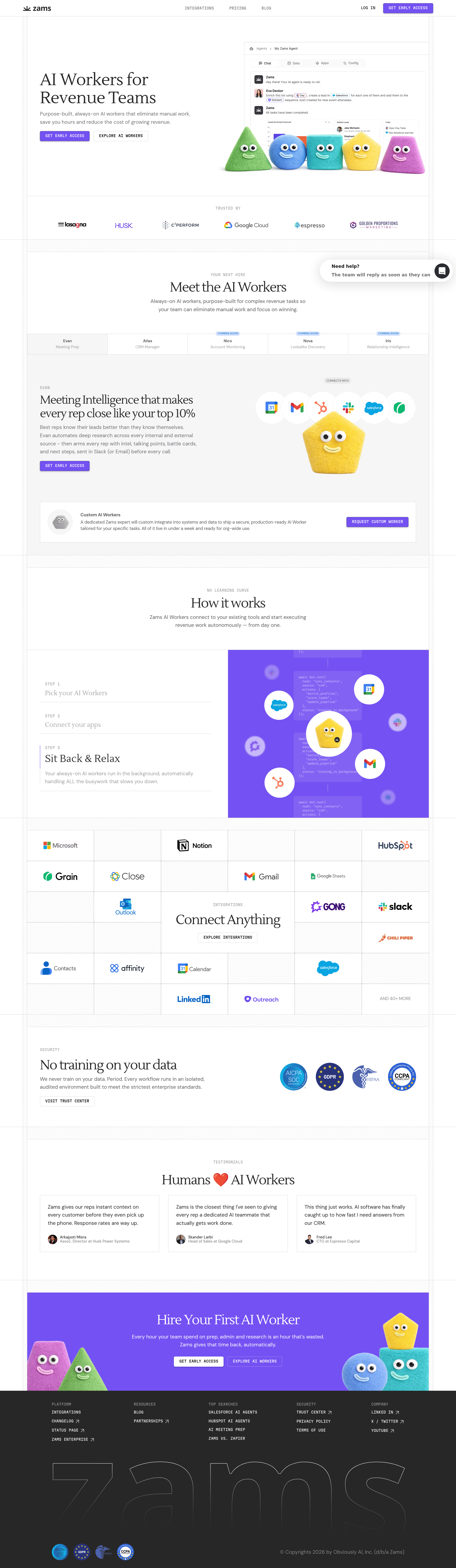 Obviously startup landing page screenshot