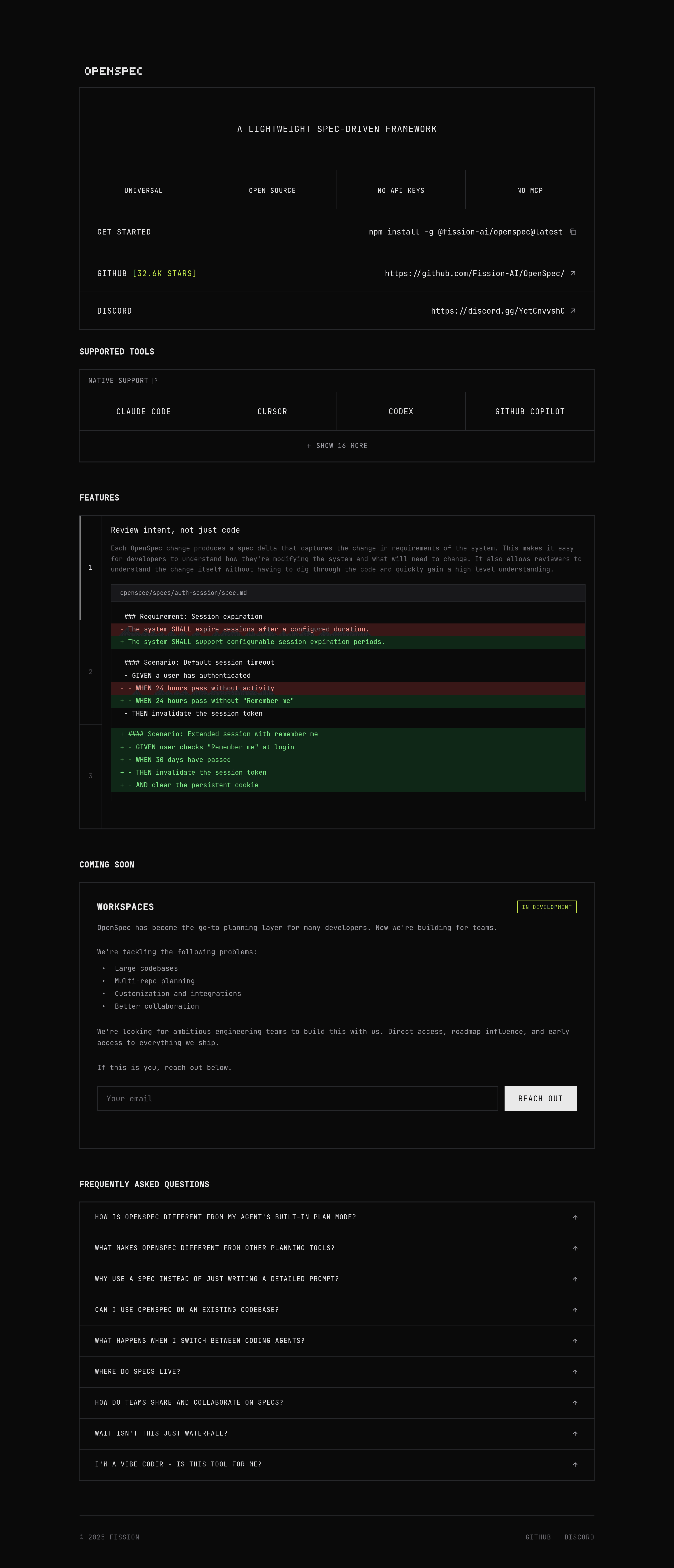 OpenSpec landing page screenshot