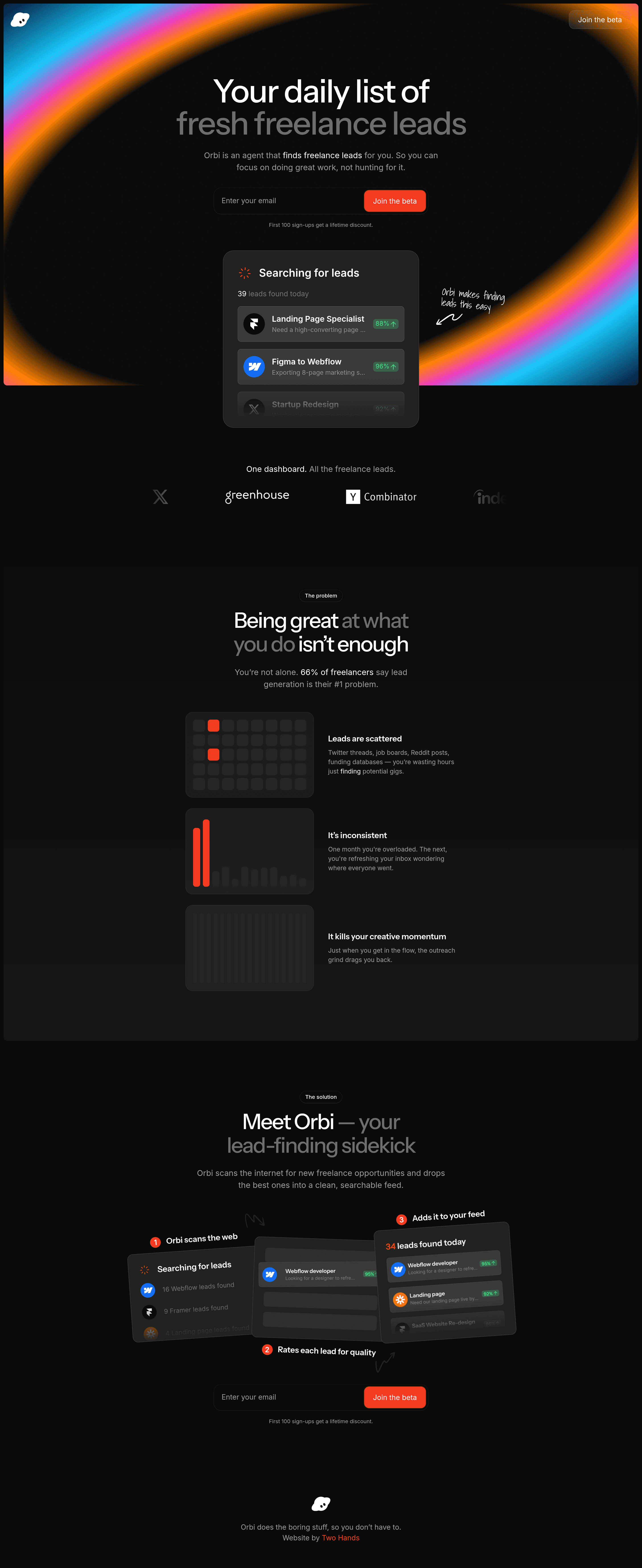 Orbi startup landing page screenshot