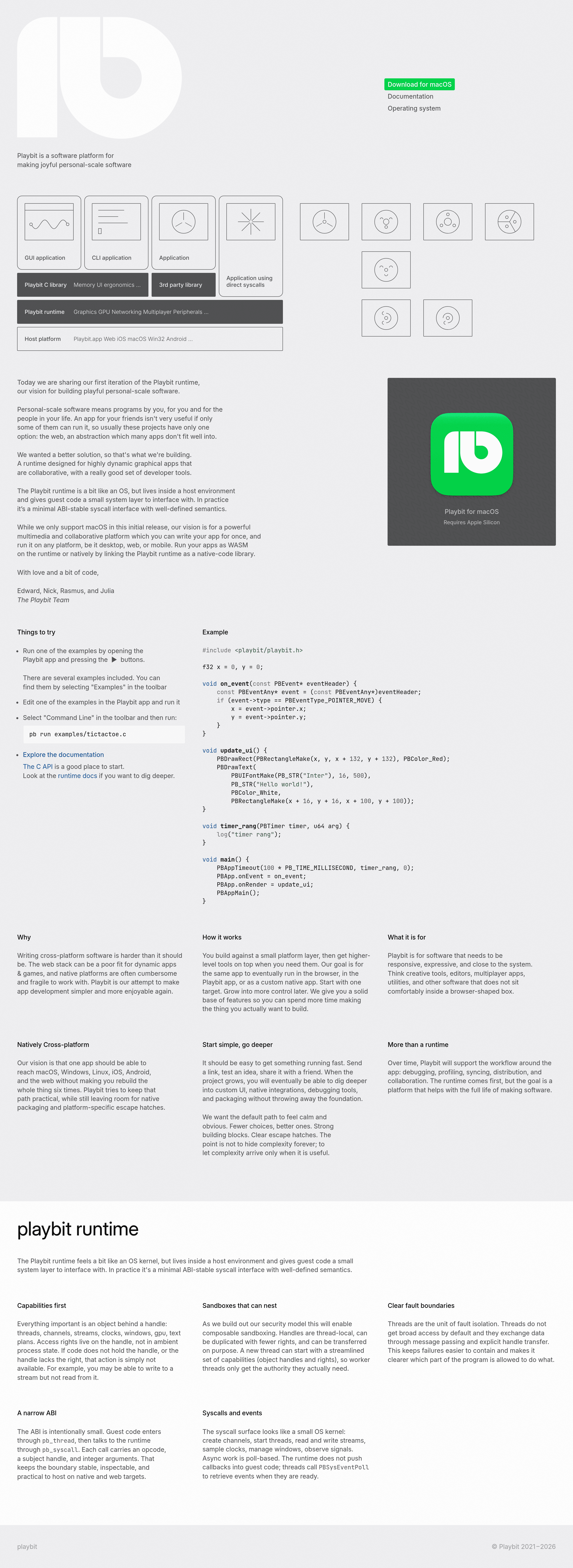 Playbit startup landing page screenshot