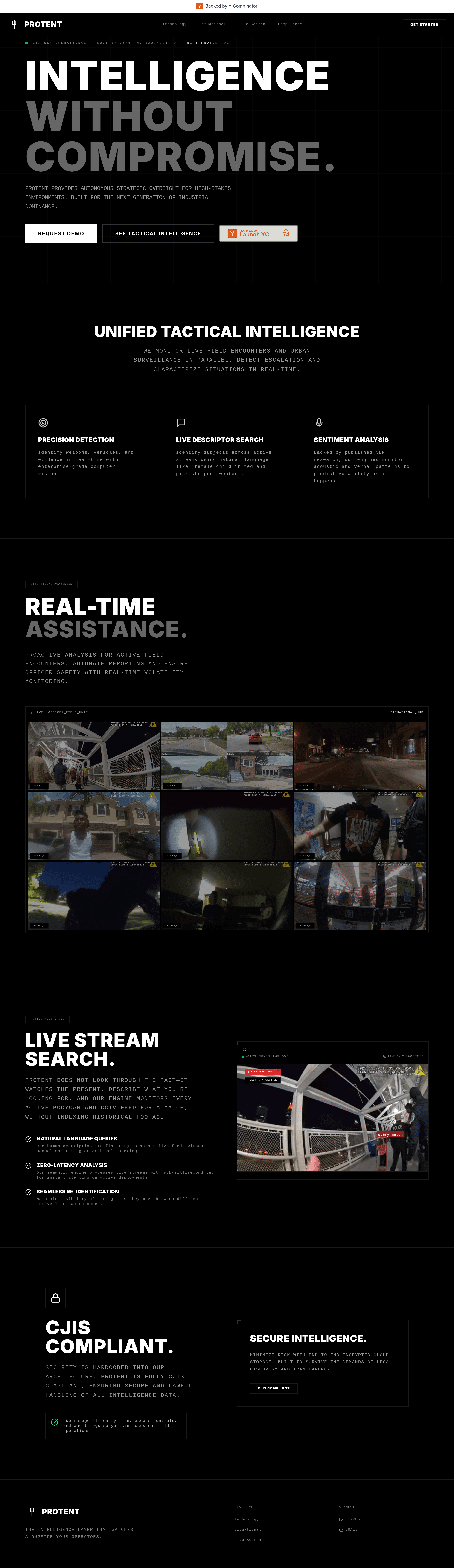 Protent landing page screenshot