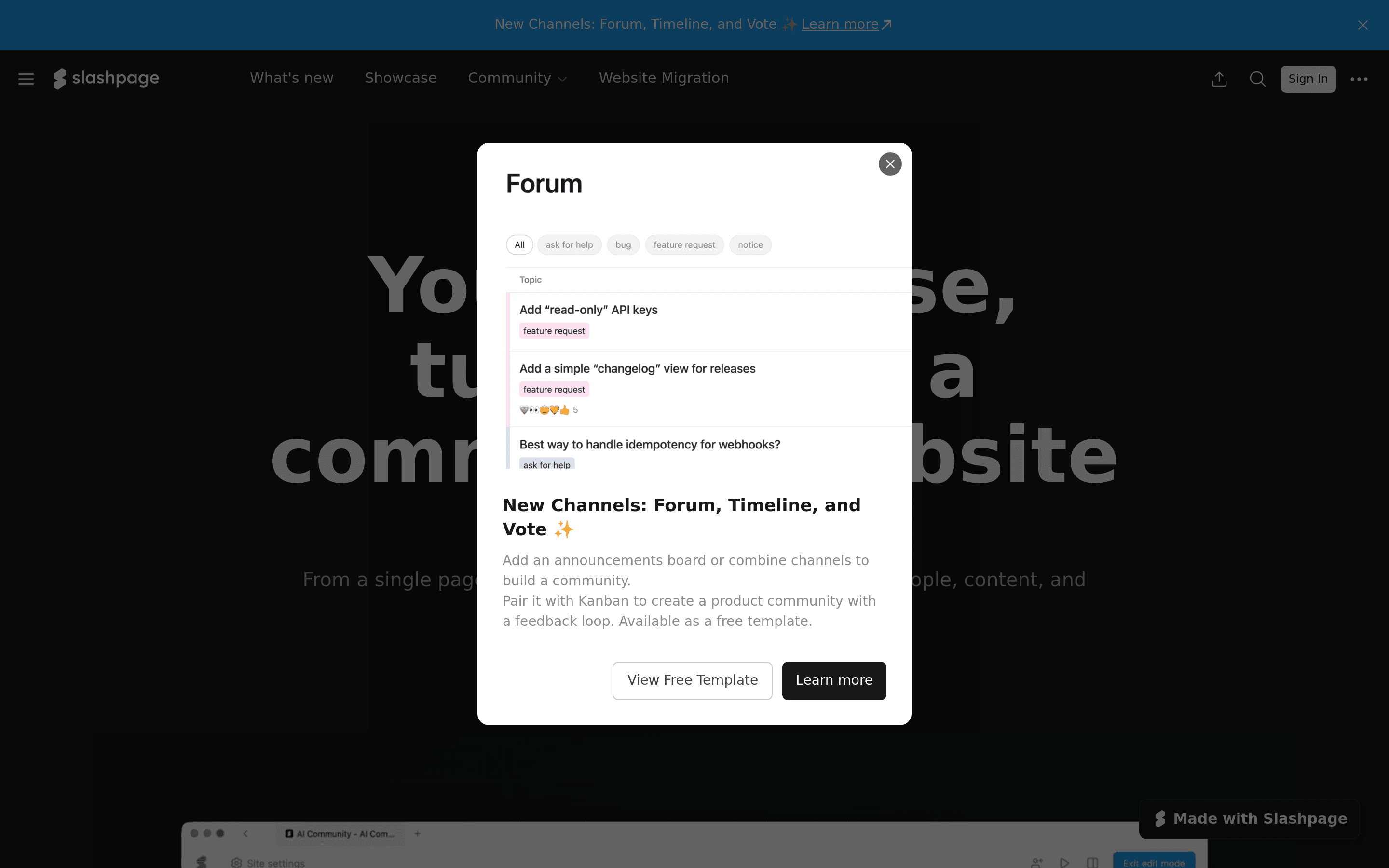 SlashPage landing page screenshot