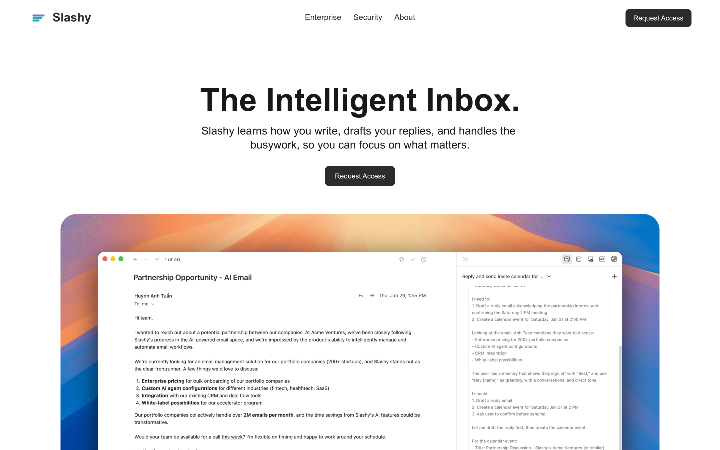 Slashy landing page screenshot