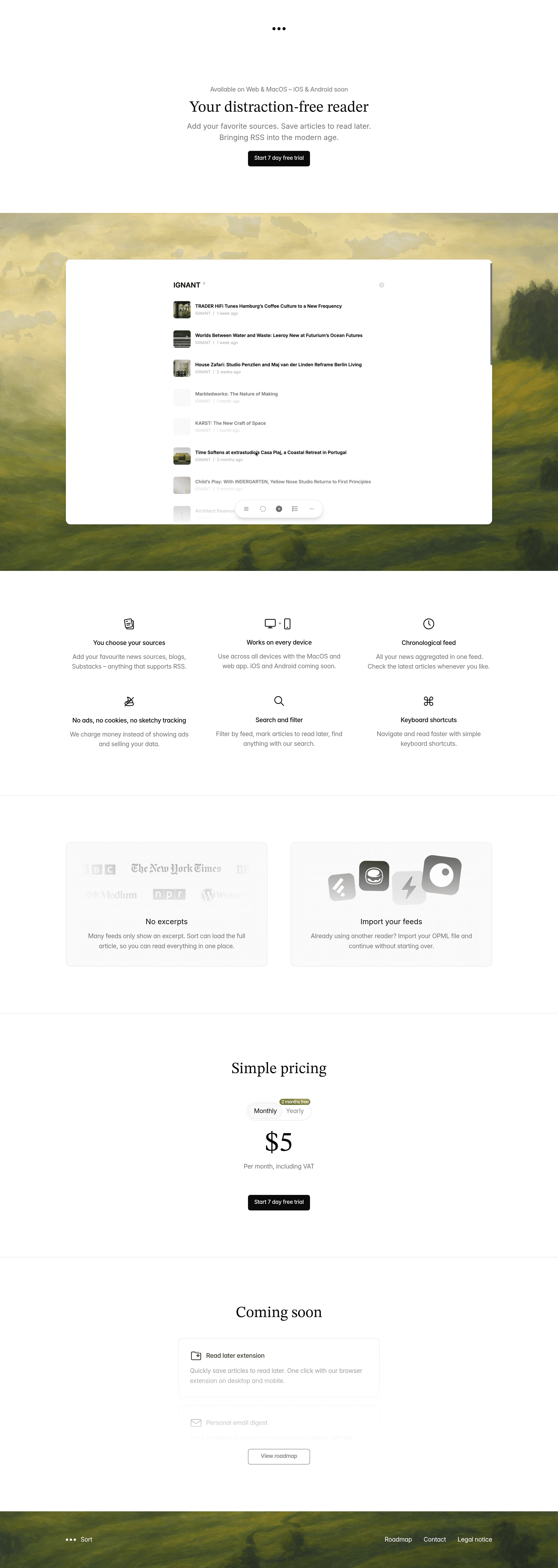 Sort startup landing page screenshot