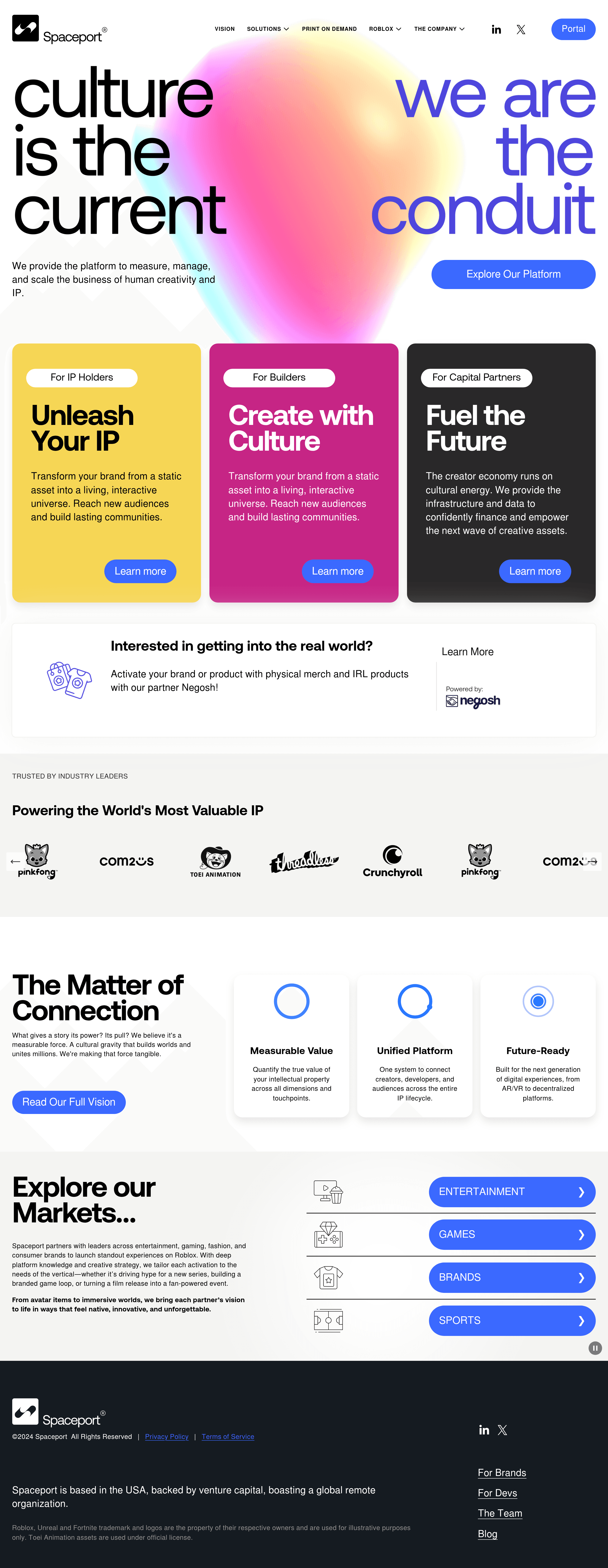 Spaceport Technologies startup landing page screenshot