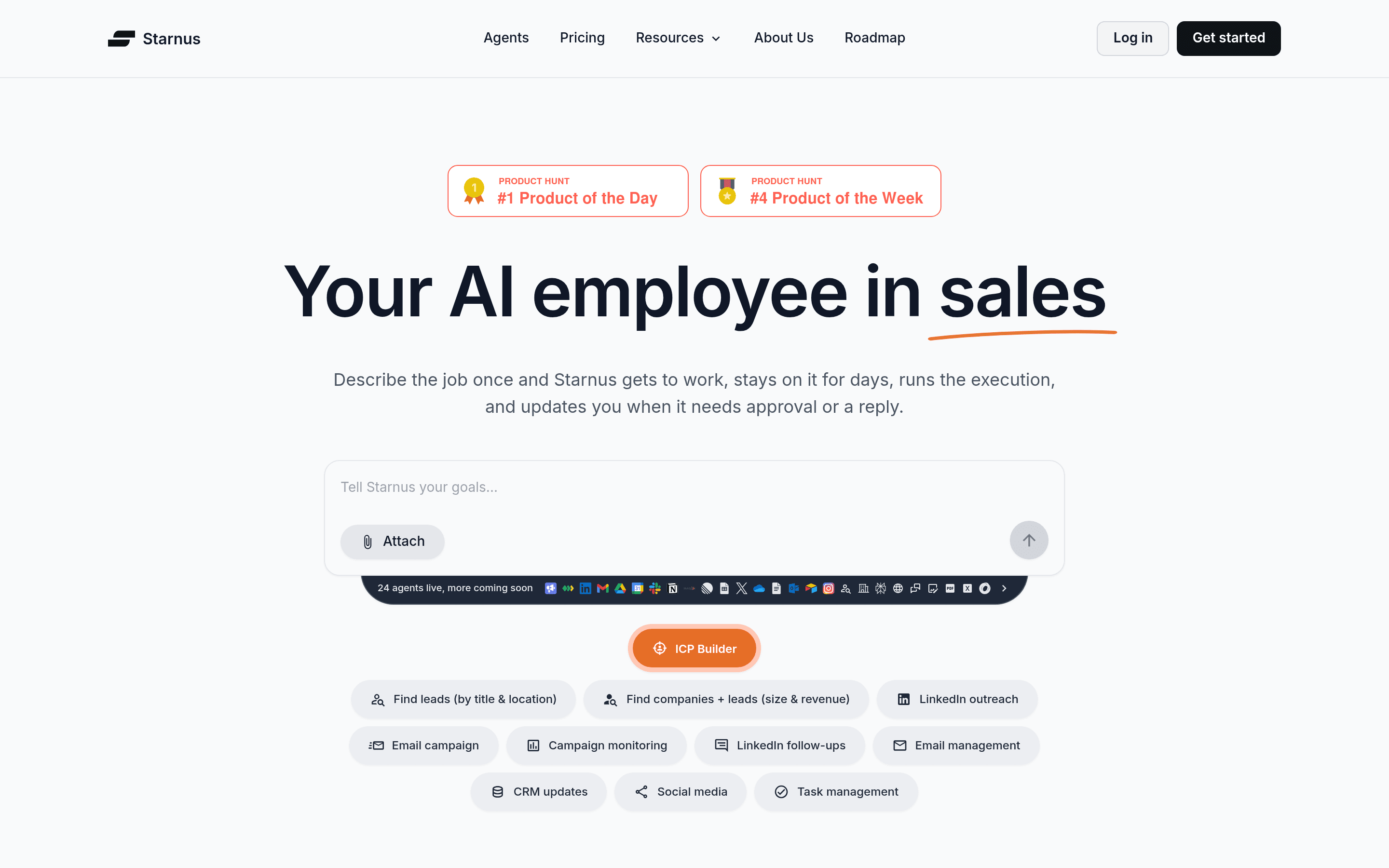 Starnus landing page screenshot