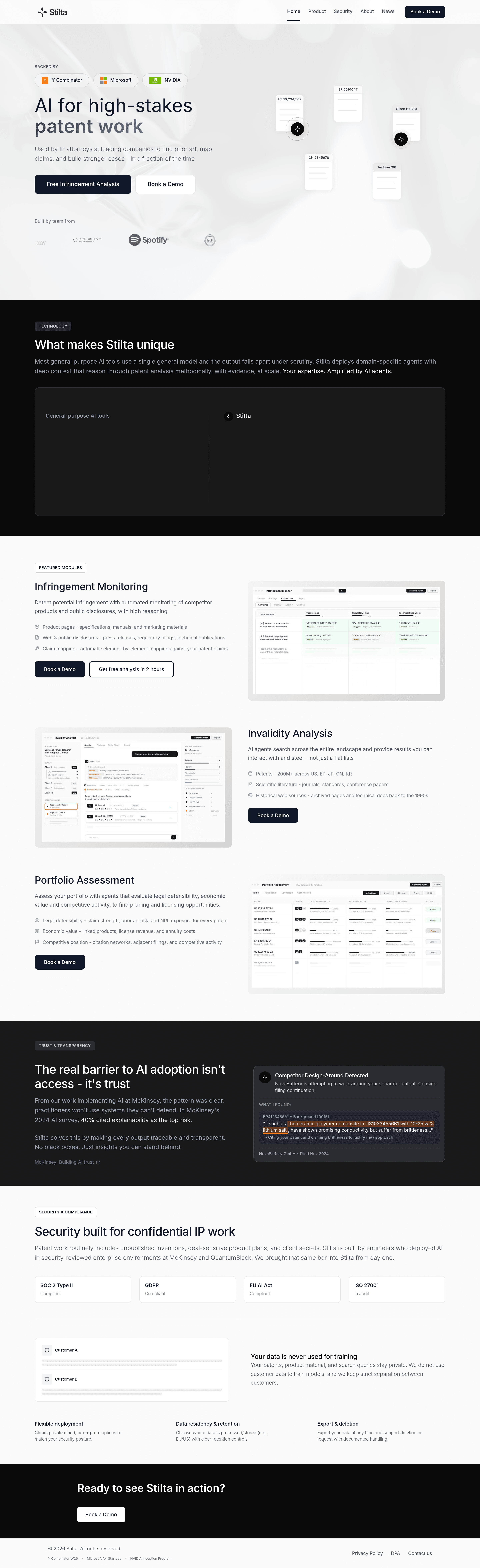 Stilta landing page screenshot