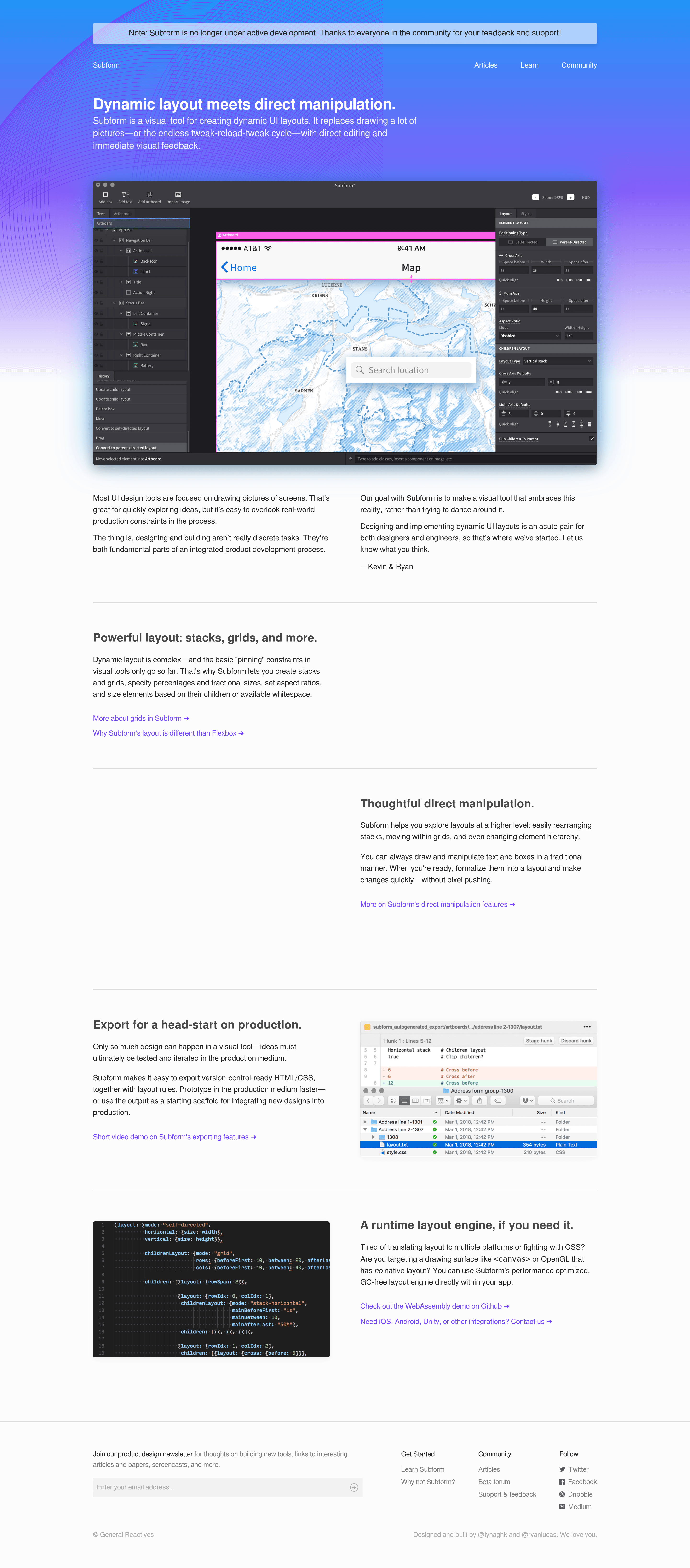 Subformapp startup landing page screenshot