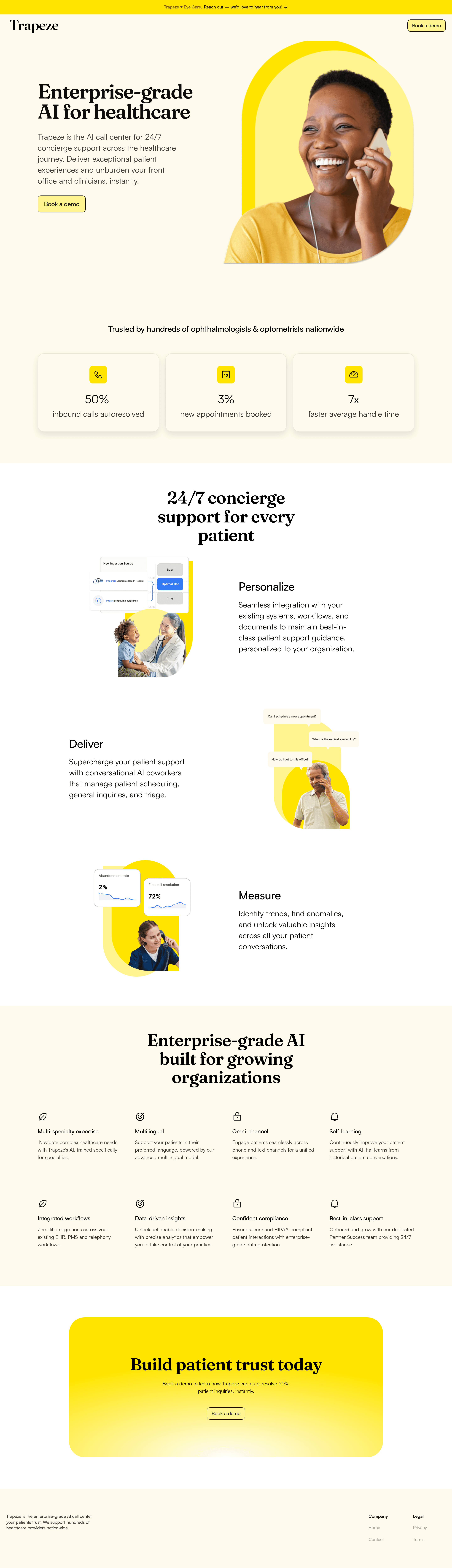 Trapeze landing page screenshot